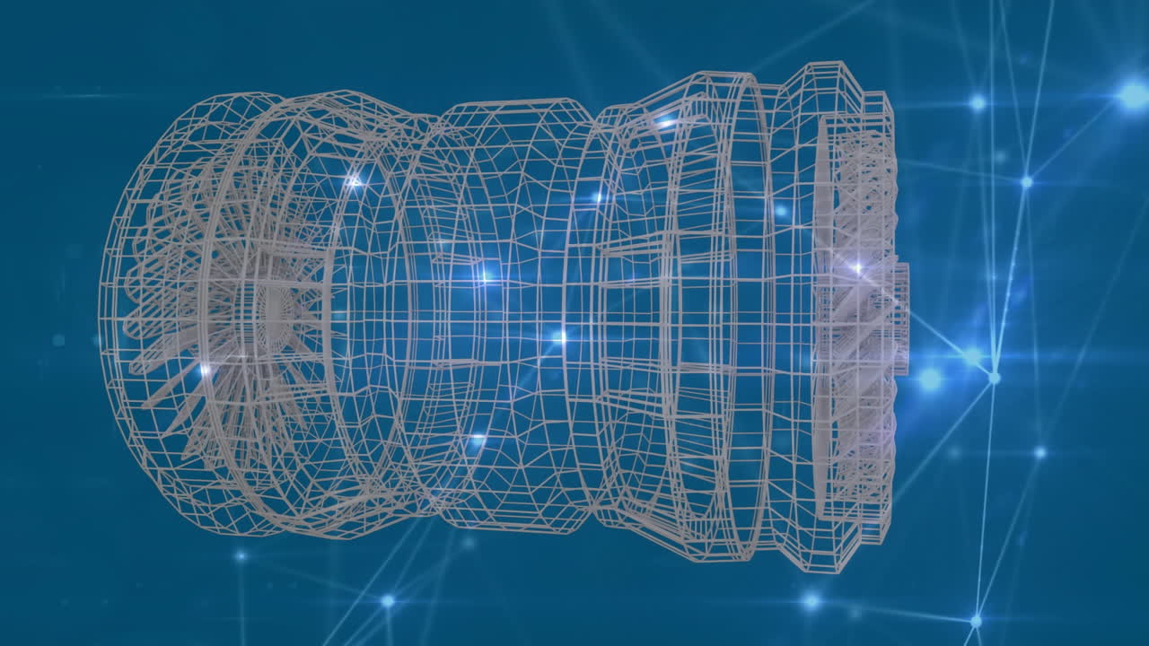 3d 엔진 드로잉 스핀링에 대한 연결 네트워크의 애니메이션