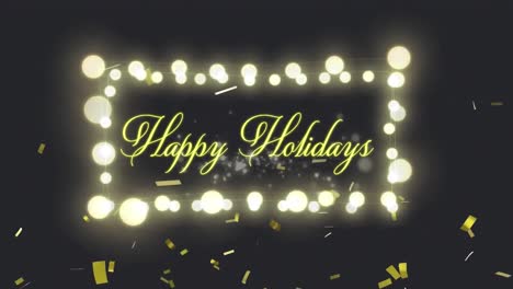 전설적인 조명 프레임과 배경에 떨어지는 콘페티에 대한 크리스마스 축하 애니메이션