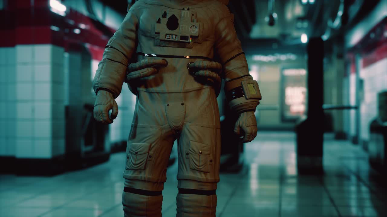 astronauta en el metro subterráneo