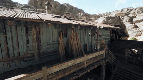 old wooden shack in a mountain landscape