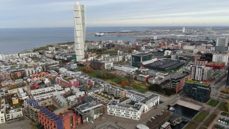 drone view in malmö, sweden