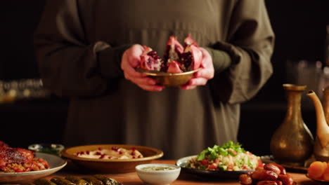 pomegranate display at a middle eastern feast
