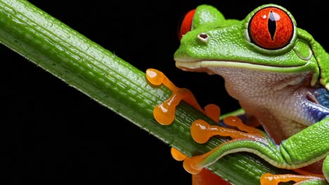 close-up of a red-eyed tree frog