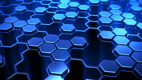 endless hexagon technology stack with breathtaking lighting, shine and reflections. perfect background for attractive presentation, screensaver or another visual effect. loopable. hd