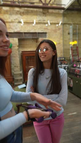 two young women in conversation