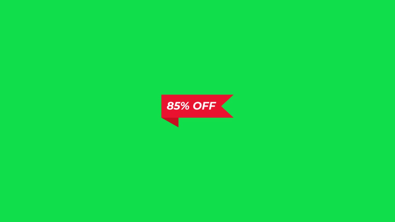 Animated Red Ribbon Banner Displaying 85 Percent Off Sale