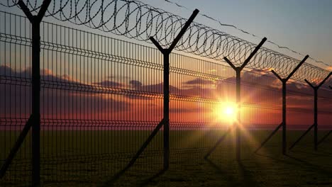 boundary fence on sunset