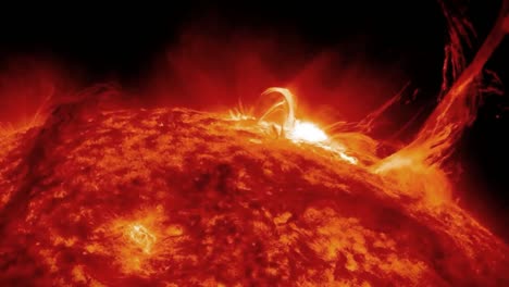 solar flare erupting from the surface of the sun