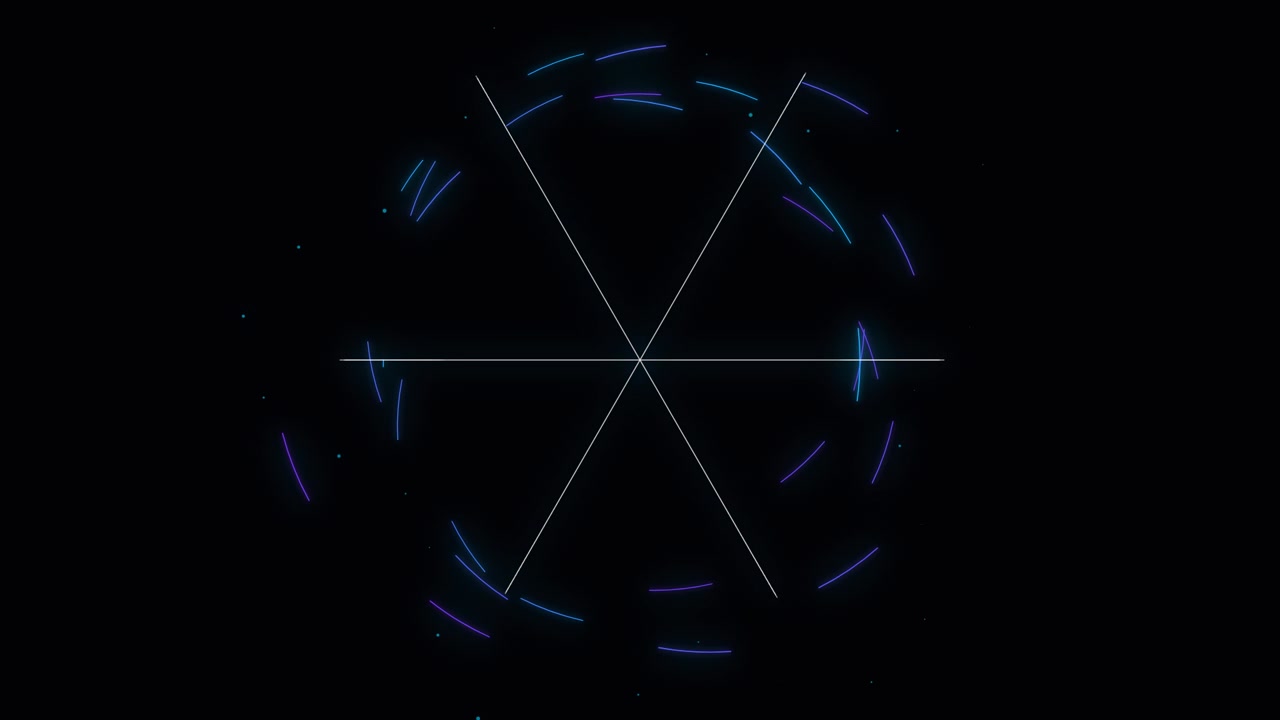 Abstract Neon Circular Loading Animation on Black Background