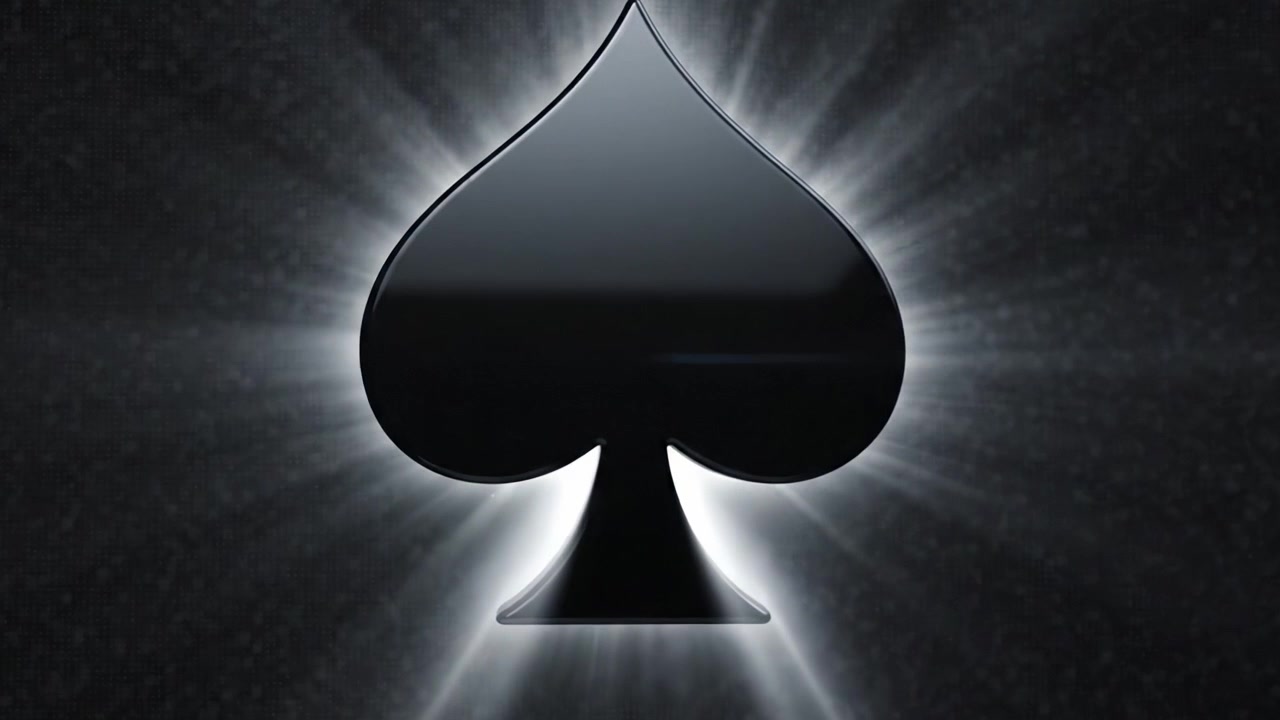 Stunning Visual Transition of a Sleek Black Spade Symbol Against a Dark Background, Capturing the Evolution of Design from Subtle to Glossy Finish