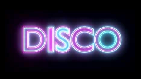 disco neon sign lights logo text glowing multicolor 4k