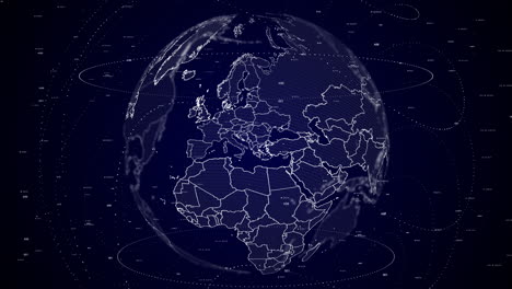 digital-globe-rotating,-zooming-in-on-North-Macedonia-country