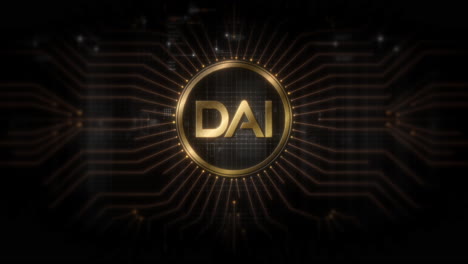 futuristic digital background highlighting advanced cryptocurrency and encryption technology, featuring blockchain networks and secure cryptographic systems : dai