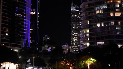 illuminated buildings and lights in gold coast at night