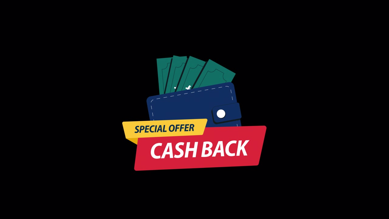 Animeret tegnebogsikon med cashback-særtilbudsetiket
