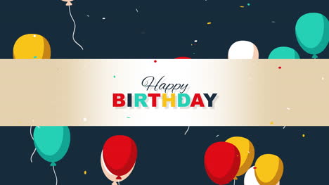 primer plano animado feliz cumpleaños texto sobre fondo de vacaciones 8
