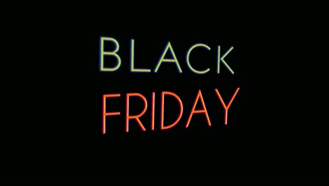 black friday neon sign animation fluorescent light glowing banner black background