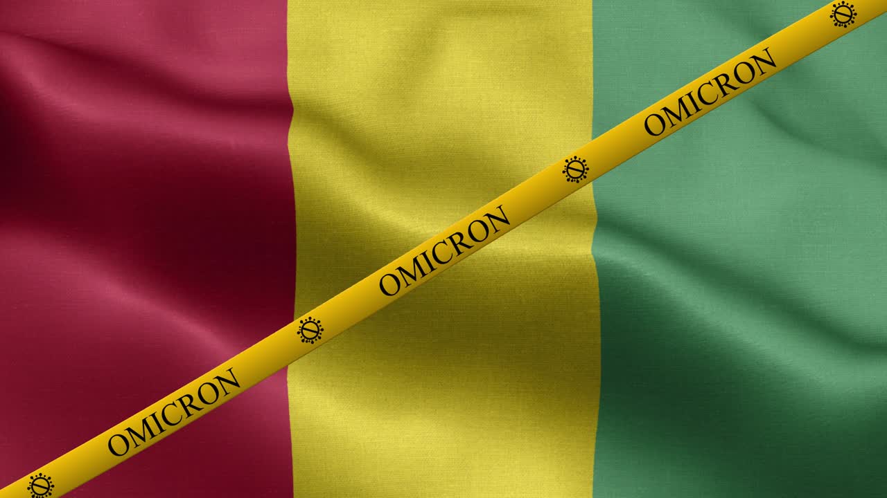 Omicron variant and ban strip on Guinea flag - Flag Of Guinea