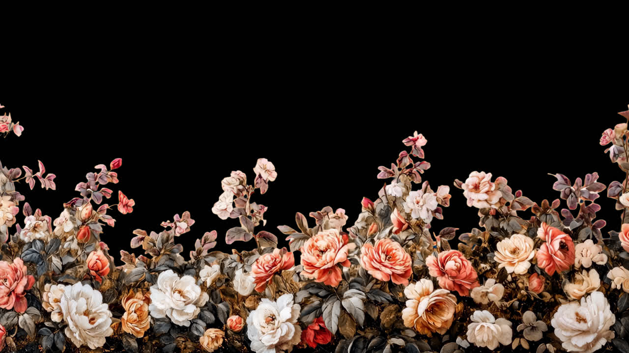 Animazione di design floreale vintage elegante, risorsa isolata, video 4K trasparente, canale alfa, ProRes