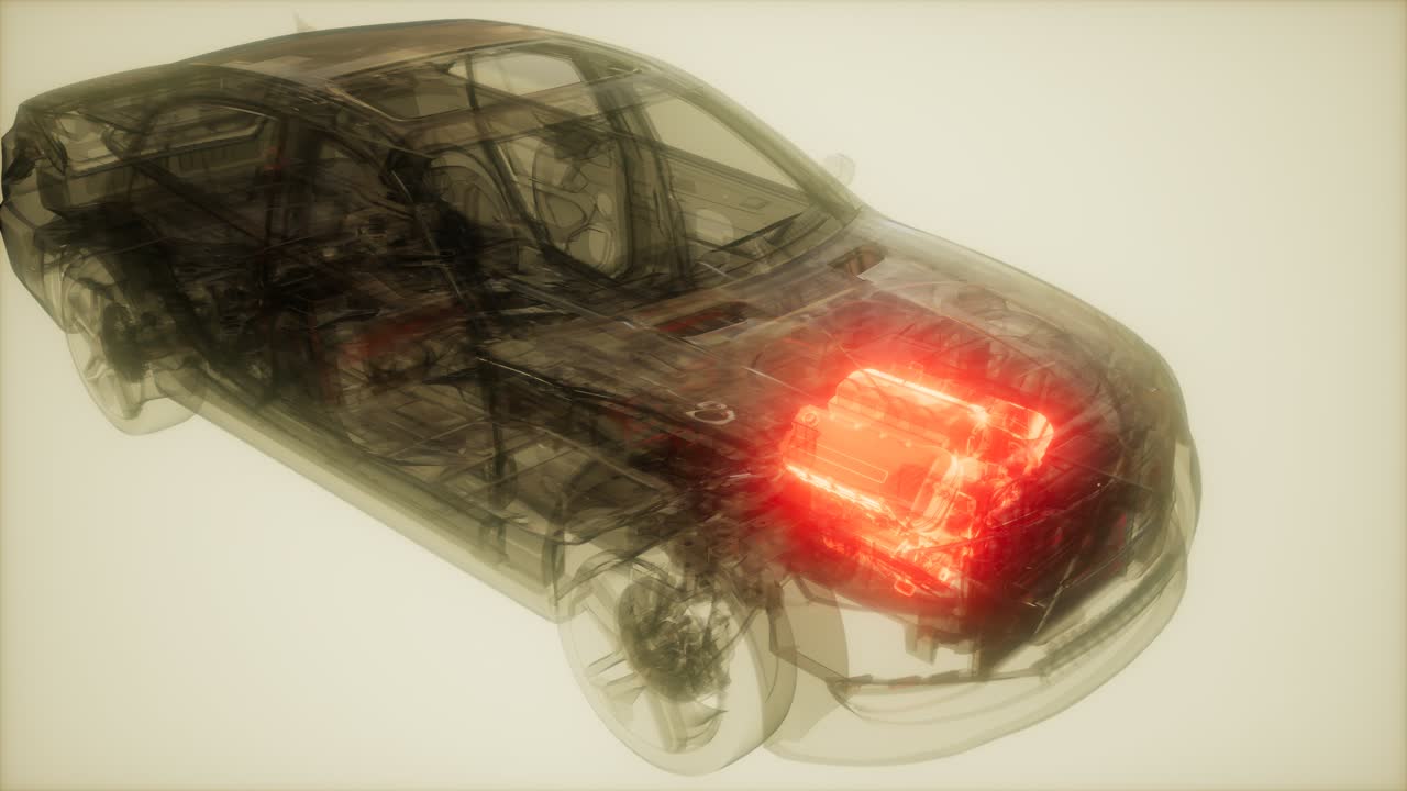 자동차 엔진이 자동차에서 보입니다.