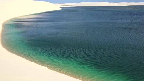 Close-up-view-of-scenic-sand-dunes-and-rainwater-lagoons-landscape