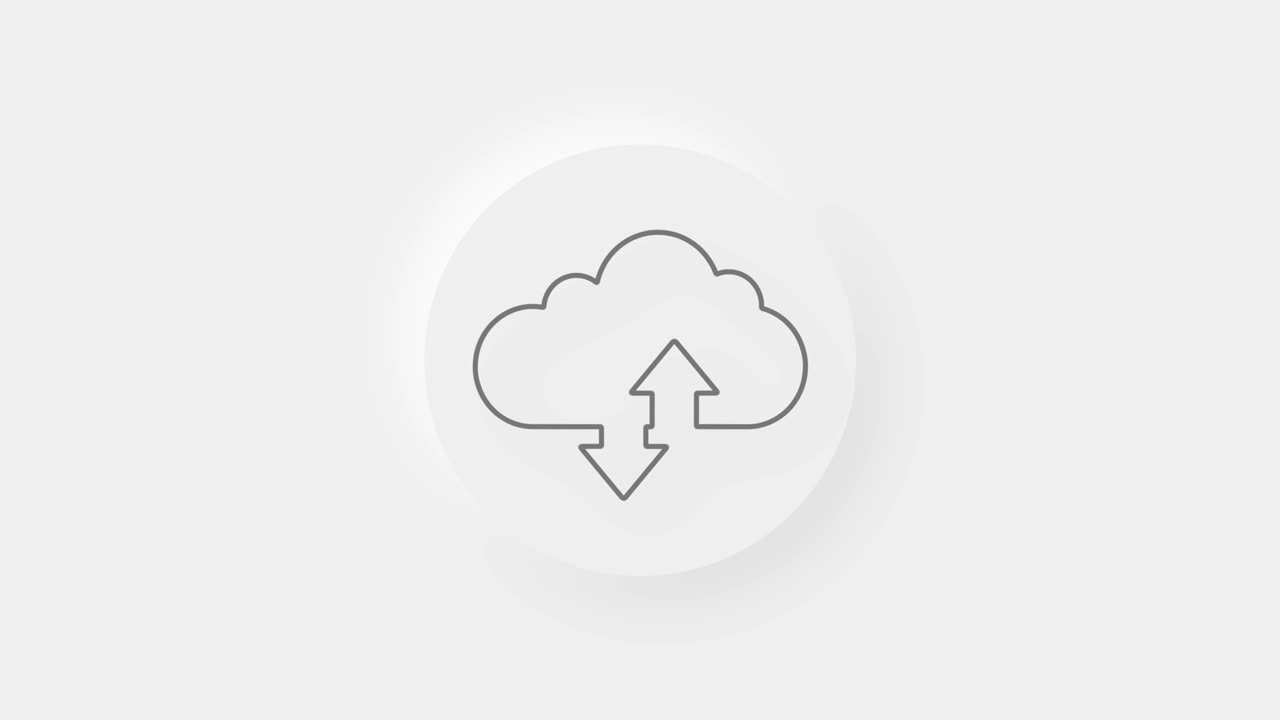Cloud download and upload icon isolated on white background. 4K