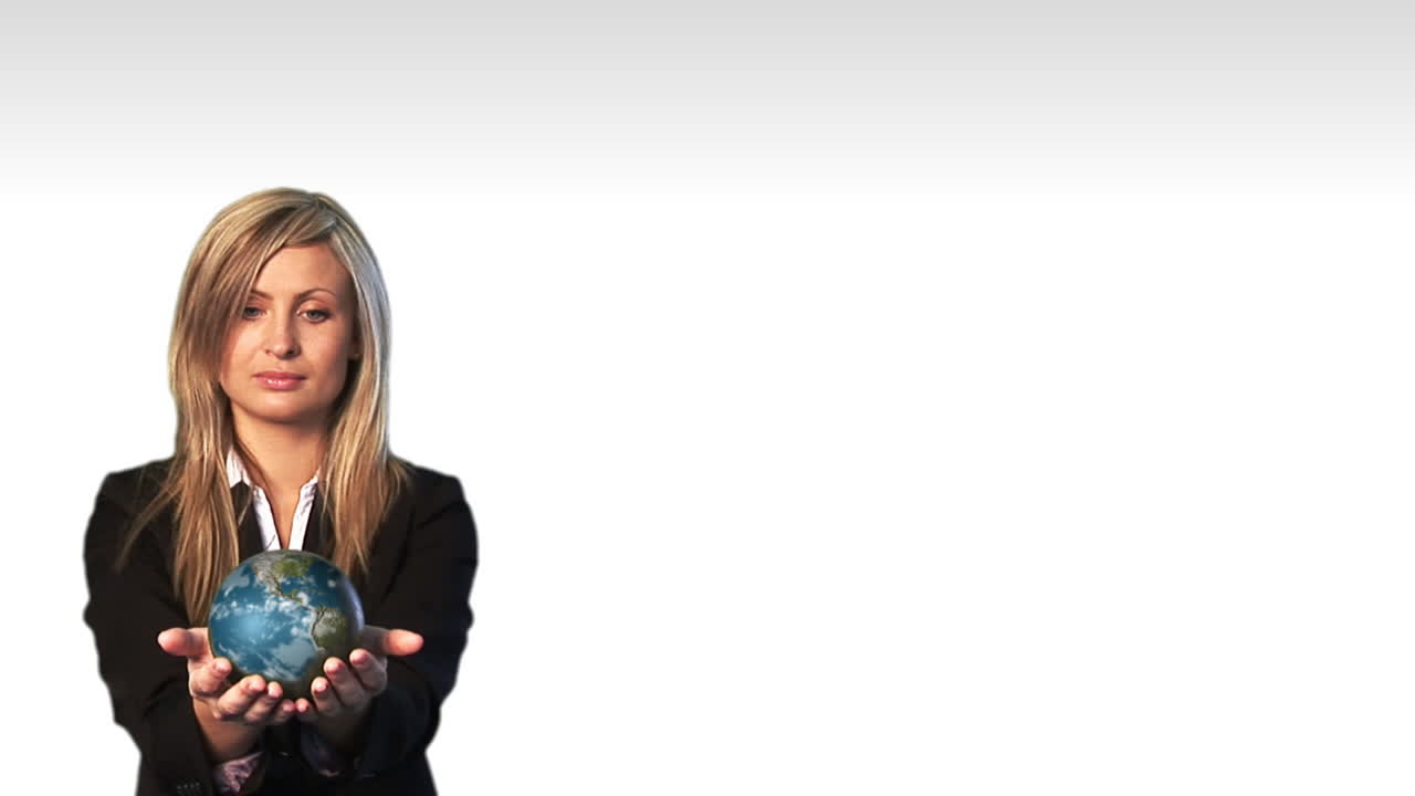 mujer de negocios que sostiene el mundo