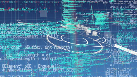 animatie van het scannen van de scope over gegevensverwerking op zwarte achtergrond