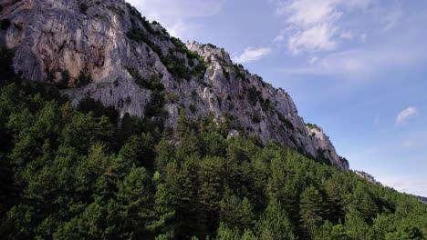 majestic karts mountain during a sunny summer, surrounded by forest, slow move in