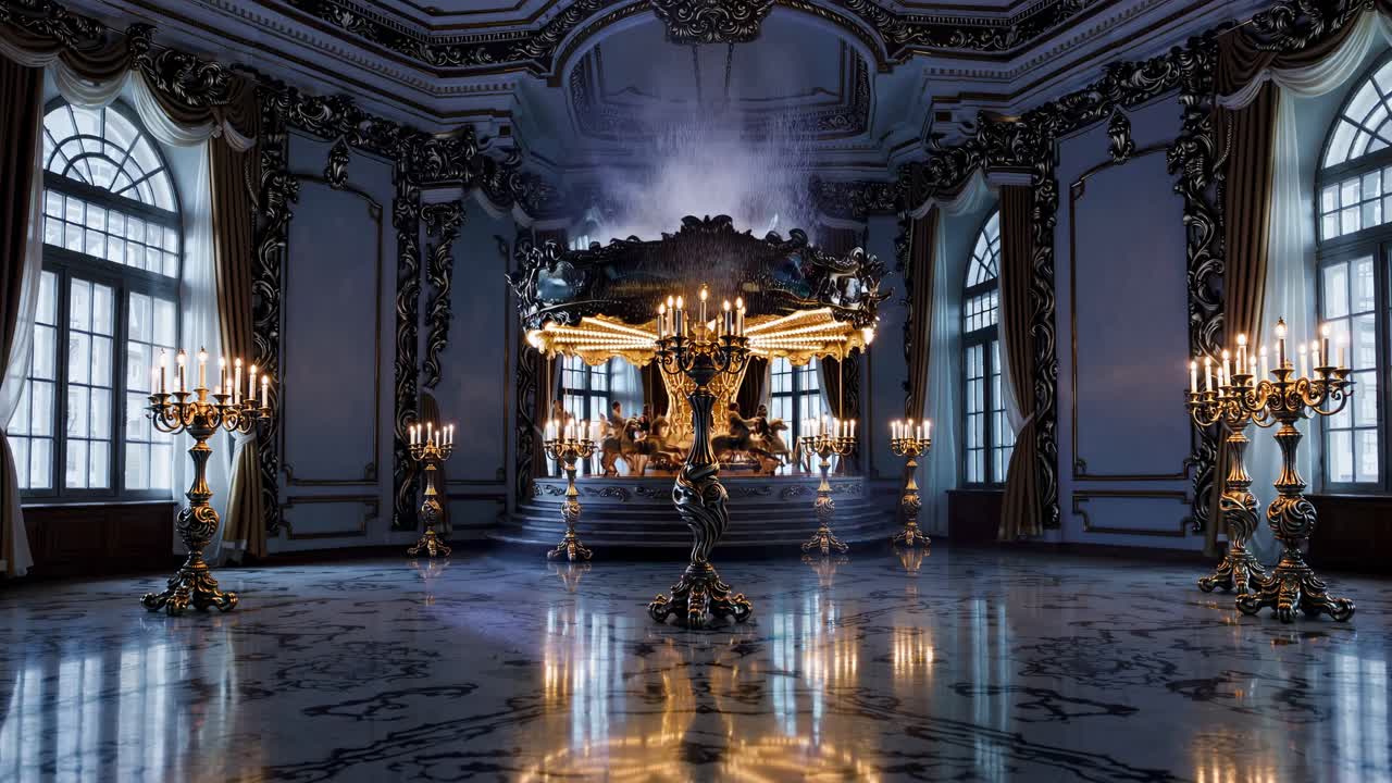 Grand Carousel in an Ornate Palace Hall