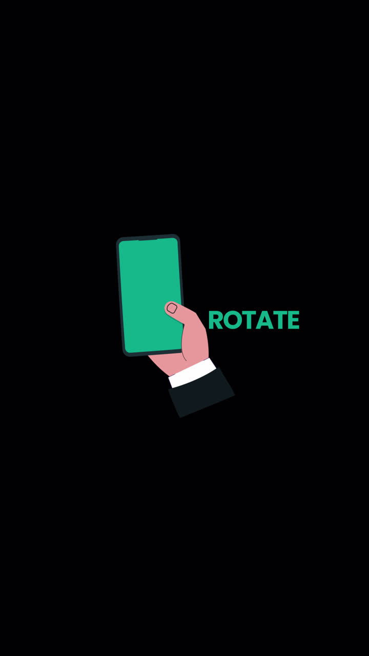 Animasi Tangan Memutar Smartphone dengan Teks Rotasi