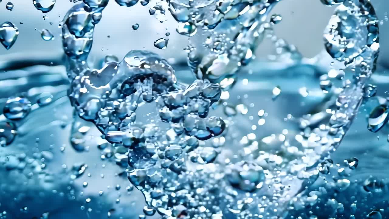 A heart is in the middle of a splash of water. The water is blue and the heart is white