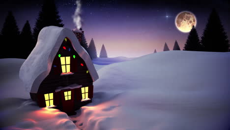 Seamless-christmas-scene-with-cottage-and-lights