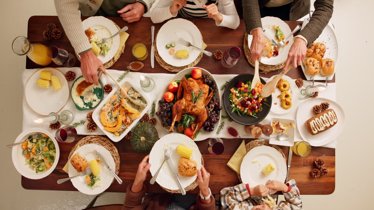 Family and Friends Enjoying a Thanksgiving Dinner