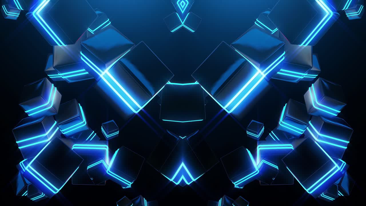 Quadrati al neon astratti blu