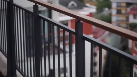 modern balcony railing with city view