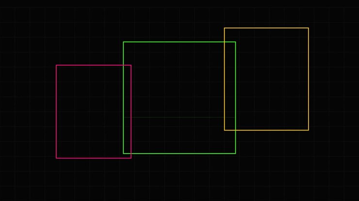 Abstract Motion Graphics with Neon Rectangles on Grid Background