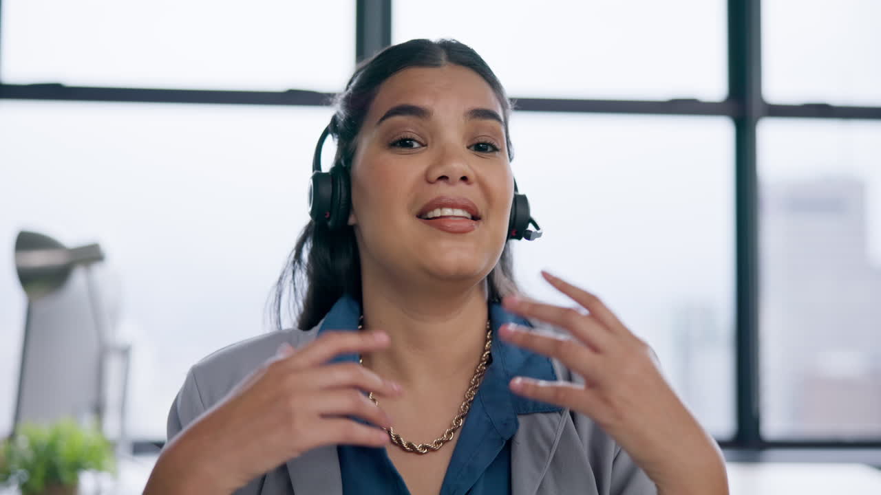 Face, woman and talking in video call for customer