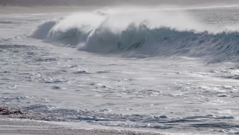 beautiful slow motion slo mo ocean waves crashing and breaking off the sea shore in hawaii