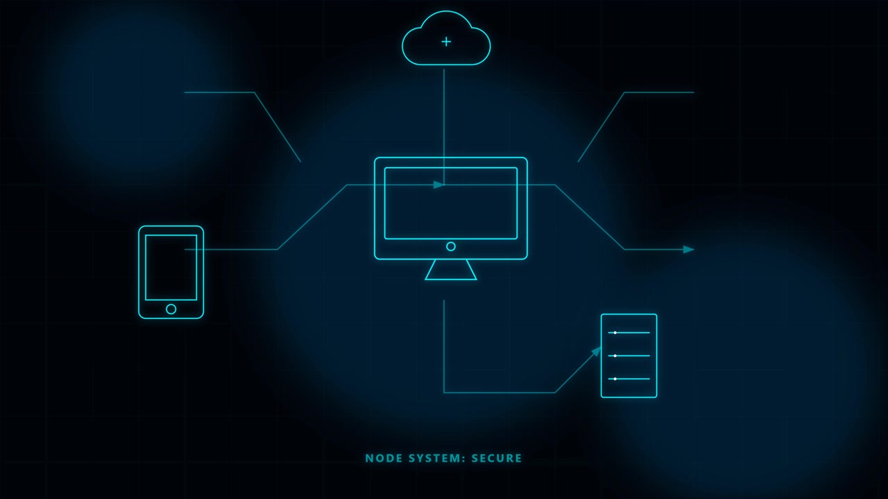 Digital Network Diagram Showing Cloud Computing and Data Connectivity