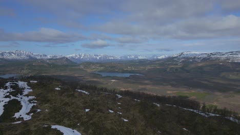 aerial view of a mountain valley in spring