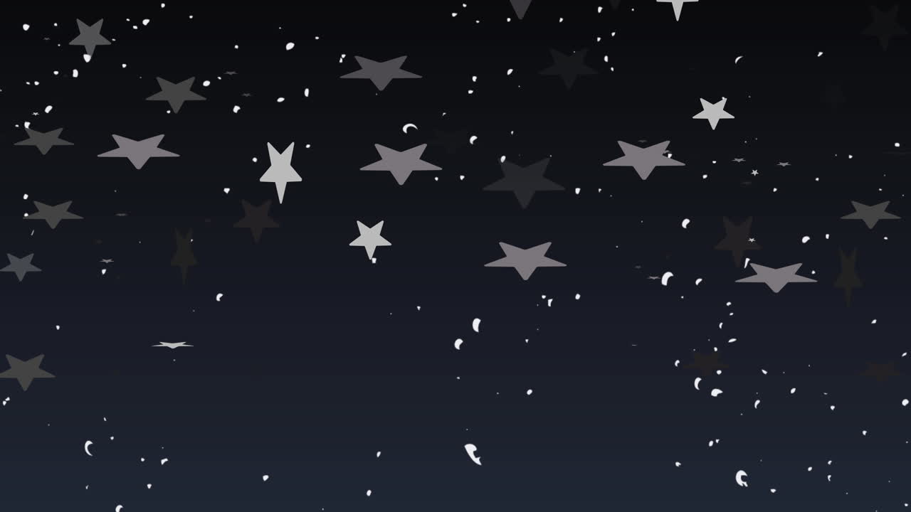 animación de estrellas blancas de navidad cayendo sobre un fondo negro