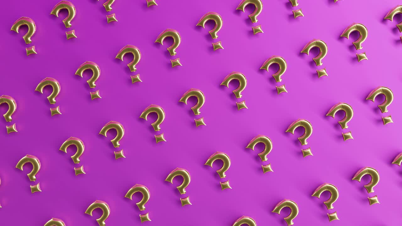 gold question mark on 3d rendering loop purple background