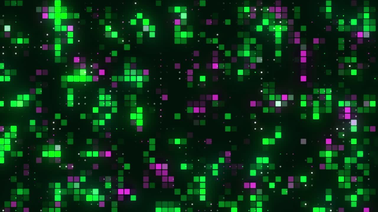 pared de luz de escenario con lámparas de forma cuadrada que parpadean lentamente sobre un fondo negro. movimiento. concepto de rendimiento e iluminación de escenario, bucle sin costuras