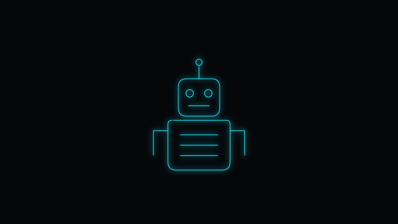 Neon Outline Animation of a Friendly Robot Character
