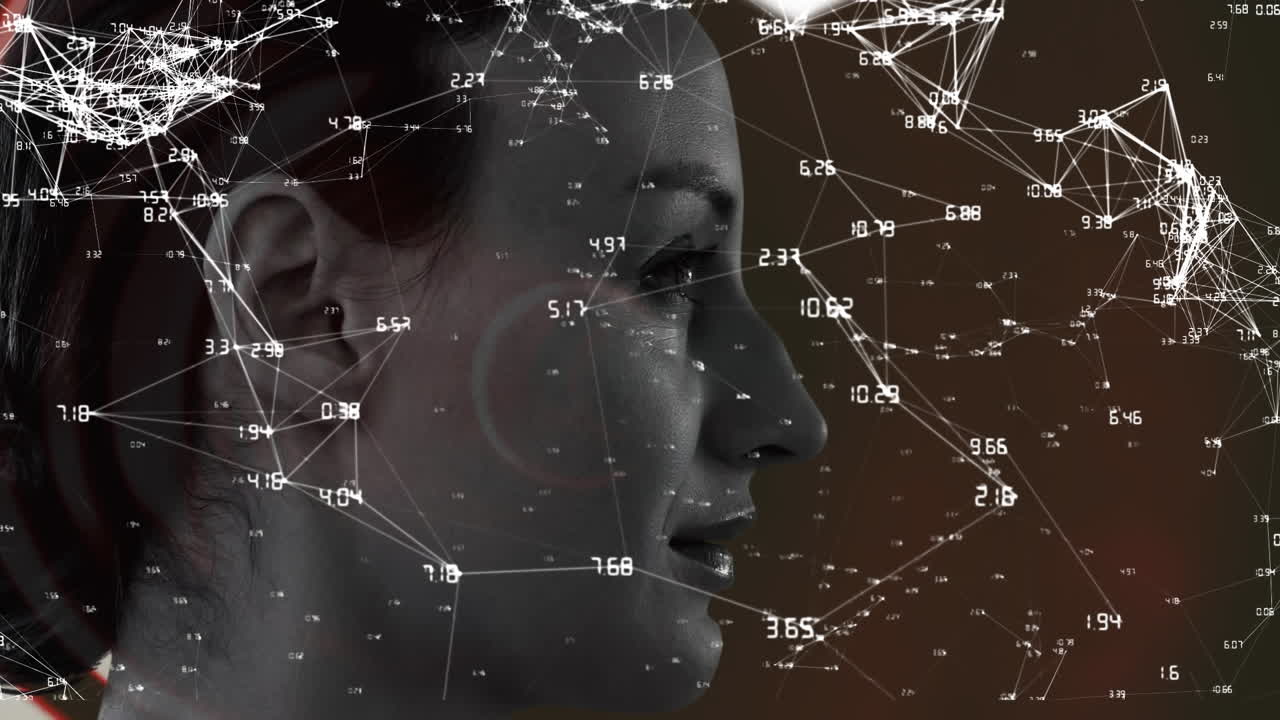 animación de la red de conexiones con iconos sobre la mujer