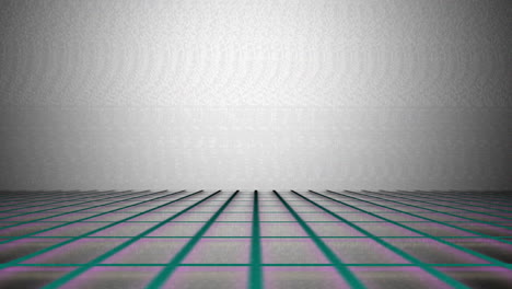 Limpio-Vhs-Vaporwave-Perspectiva-Verde-Cuadrícula-Fondo-Retro,-Animación-3d-En-Bucle-Sin-Fin