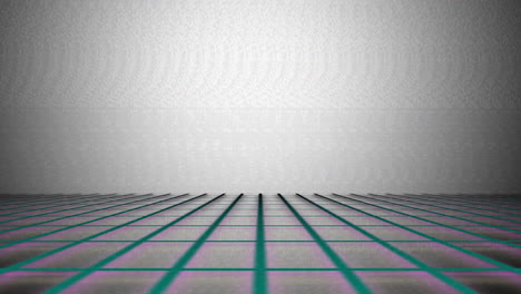 vhs limpio vaporwave red de perspectiva verde fondo retro, bucle sin fin animación en 3d