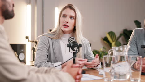 podcast interview in studio
