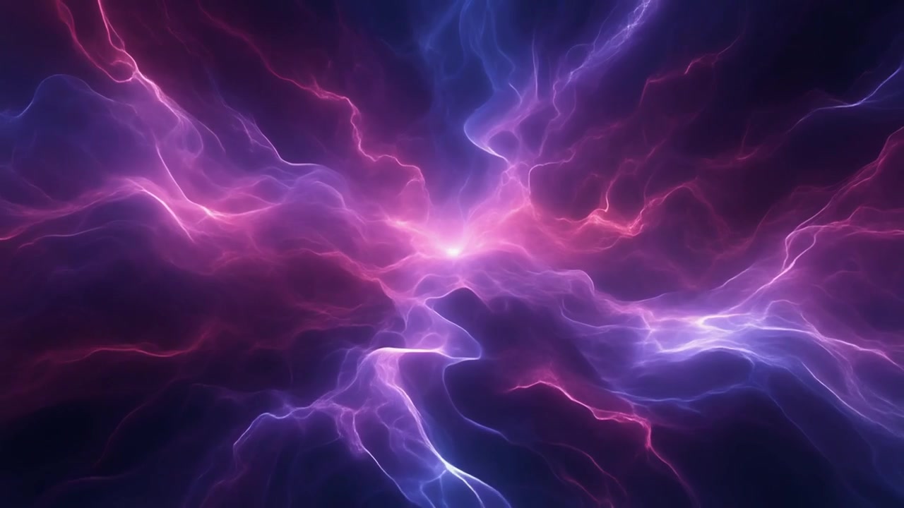 Sfondo animato astratto con onde di energia viola e blu splendenti
